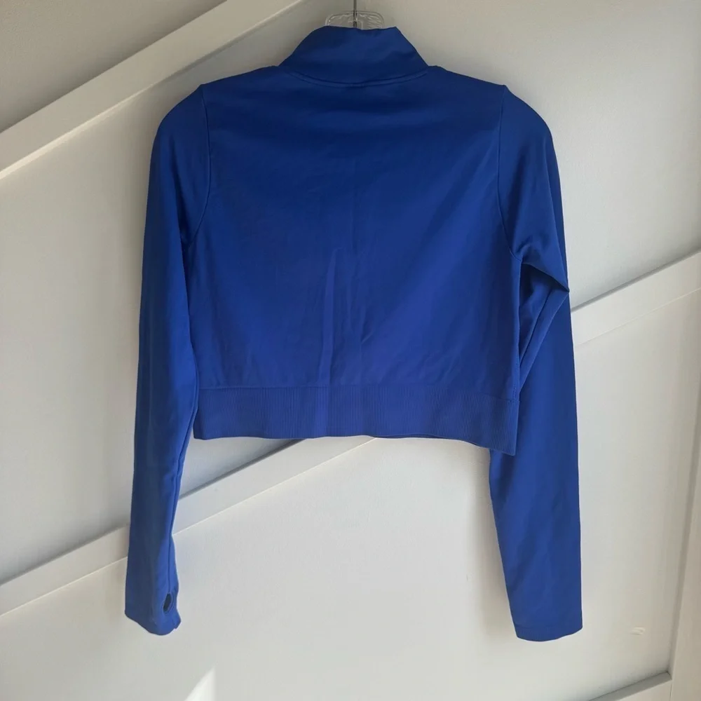 Garage Rush B.DY Half Zip Top Royal Blue Long Sleeve Crop Top size L - Picture 8 of 10